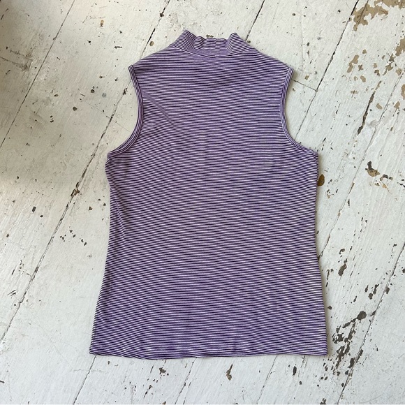 Eddie Bauer Stripe Sleeveless Mock Neck Tank Top - Picture 11 of 11